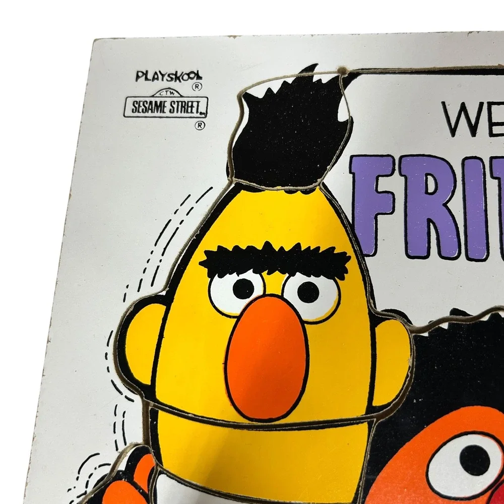 Vintage 1976 Playskool Sesame Street Bert and Ernie We're Friends Wooden Puzzle